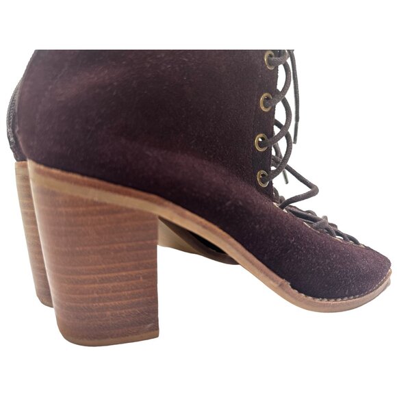 Jeffrey Campbell Lace Up Booties Womens 7.5 Brown Suede Witchy Boho Block Heel - Picture 10 of 16